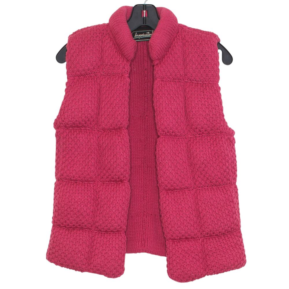 Vintage Vest Knit Chunky Cottage Y2K Preppy Retro Cozy Coquette Open Puffy Large